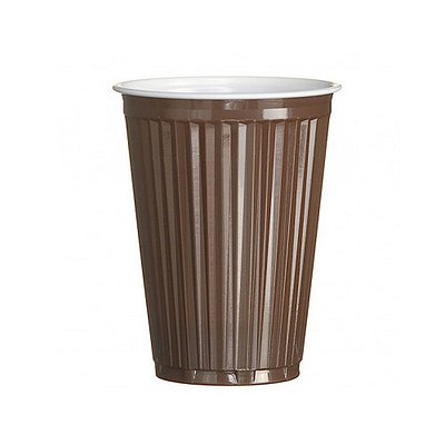 Beker 150ml plastic stevig bruin wit automaat