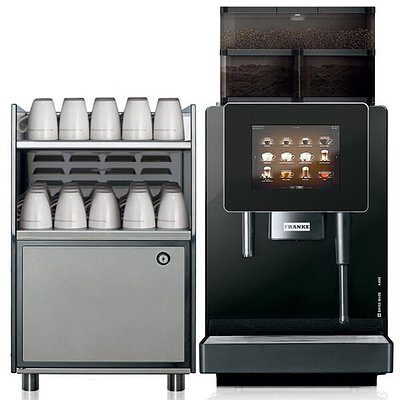 Franke A600 vol automatische koffieautomaat kopjes opbergkast