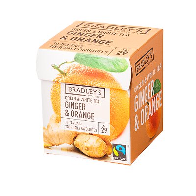 GreenWhite tea Ginger & Orange Bradley's Favorites Fairtrade