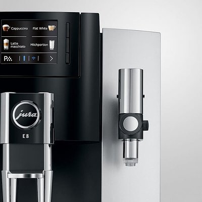 Koffieautomaat Jura E8 Platina zijkant