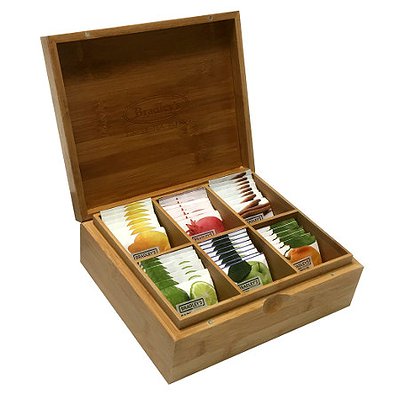 Thee kist hout 6 vaks Bradley's Tea Zijkant