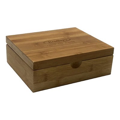Thee kist hout 6 vaks Bradley's Tea Zijkant dicht